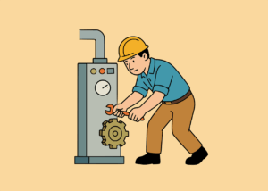 Ouvrier qui répare une machine